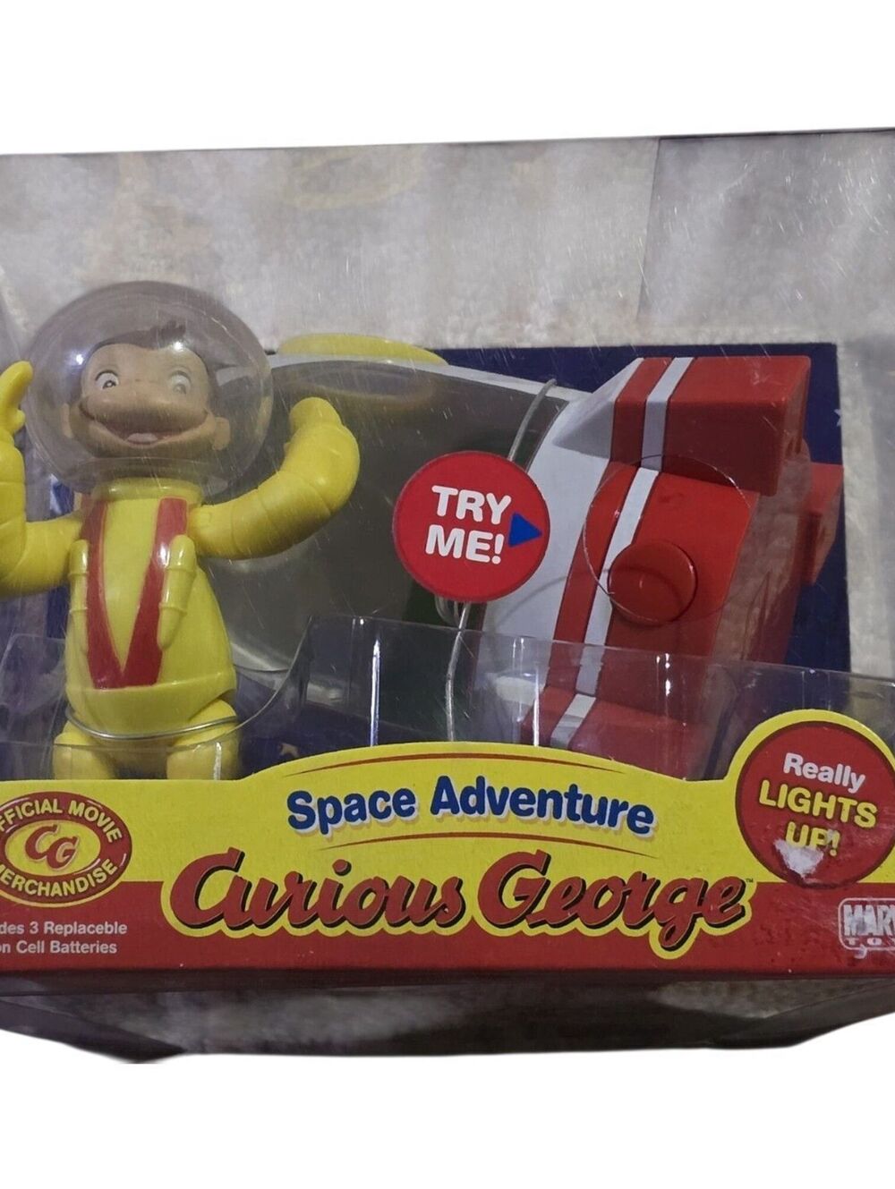 Vintage Curious George Space Adventure Figure & Spaceship Light-Up Set Marvel